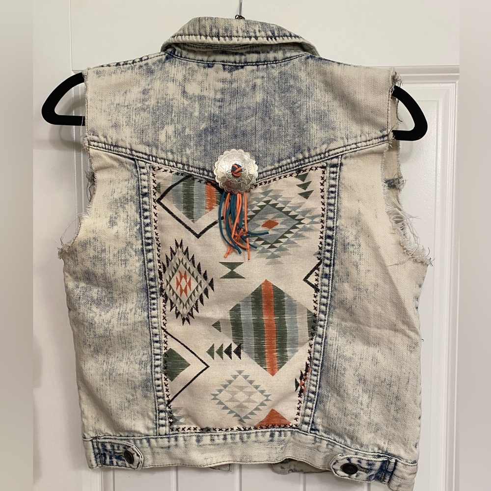 ❤️Custom western acid wash Denim Vest